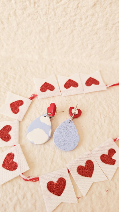 Handmade Clay Earrings with "Love is in the Air" Theme, Lightweight Polymer Clay Earrings, Gift for Wife, Best Friend or Sister