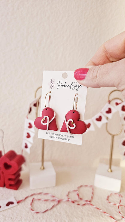 Heart-shape Handmade Clay Earrings, Lightweight Polymer Clay Earrings, Gift for Wife, Best Friend or Sister