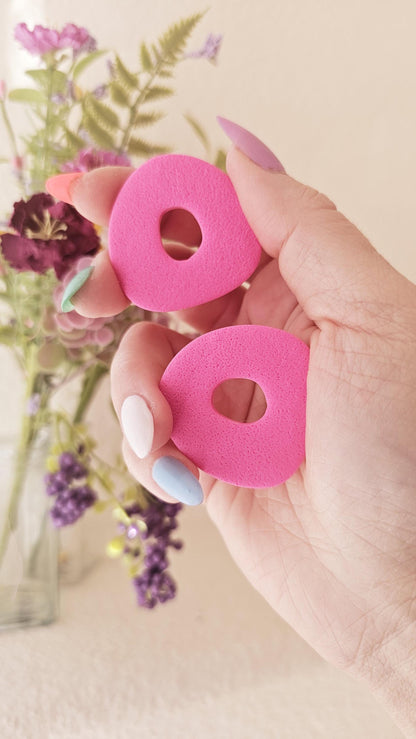 Modern Geometric Polymer Clay Oversized Stud Earrings - Unique Handmade Jewelry - Modern Donut Shape | Colorful Jewelry Gift