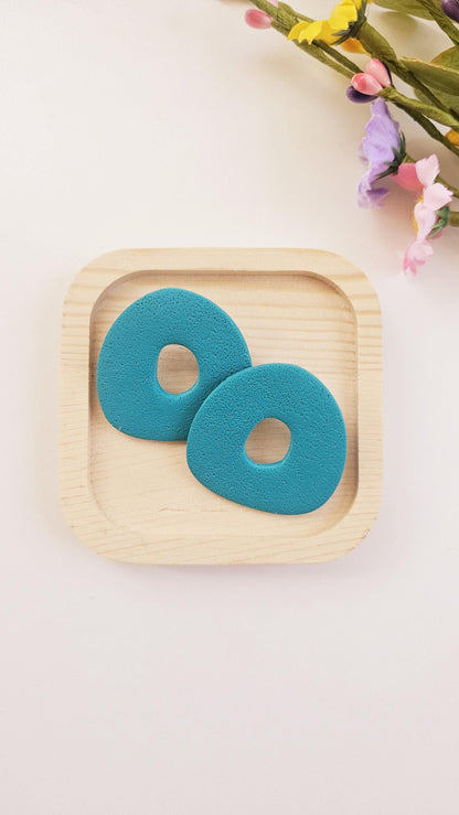 Modern Geometric Polymer Clay Oversized Stud Earrings - Unique Handmade Jewelry - Modern Donut Shape | Colorful Jewelry Gift