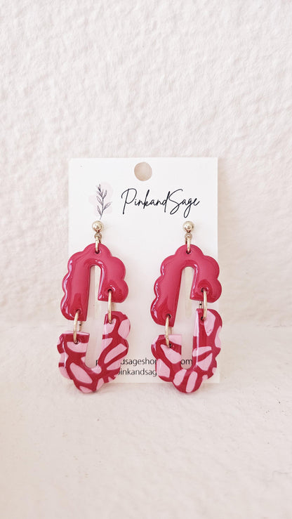 Handmade Red Clay Earrings, Cute Dangles, Lightweight Polymer Clay Earrings, Gift for Wife, Best Friend or Sister